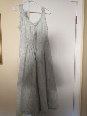 Old Navy Mint and White Striped Ruffle Sundress